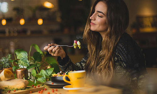Lady Enjoying Food