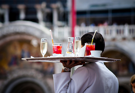 Man Walking with Plate